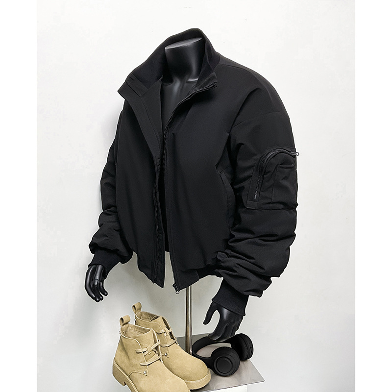 Bomber Jacket Coat Men's Autumn and Winter American Shape Short Cotton-padded Coat cleanfit Collar Coach Baseball Uniform