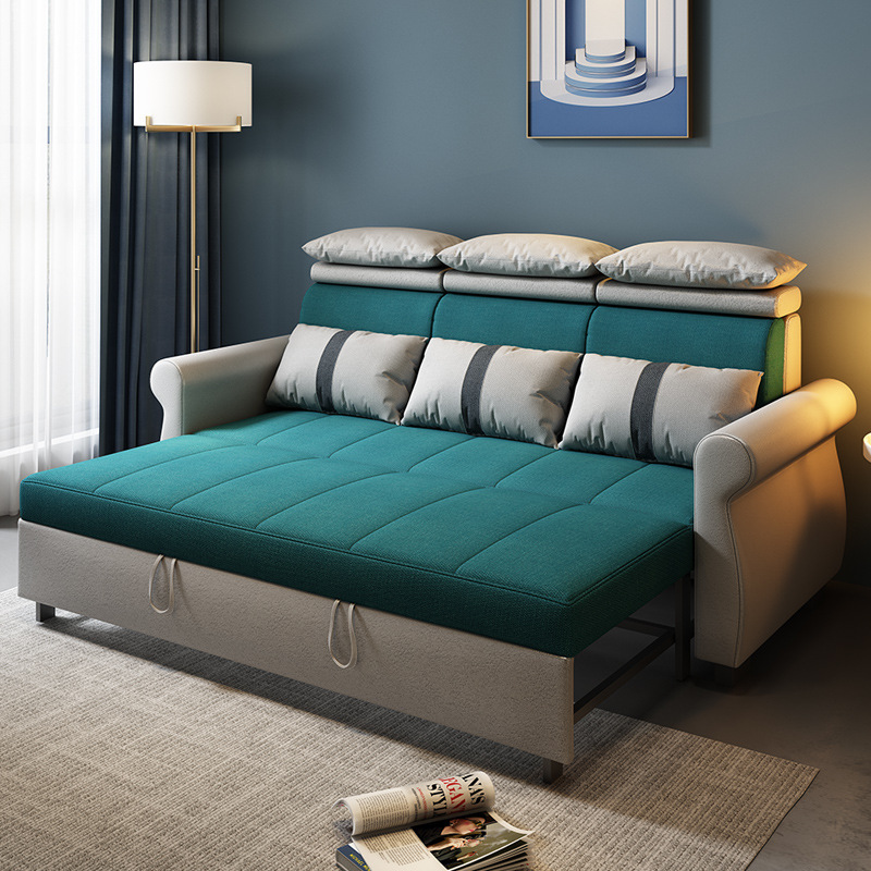Tecnología de tela sofá cama plegable sala de estar pequeño sofá doble triple multifuncional sofá cama de doble uso