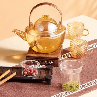Gonghe Jingpin Office Glass to Attract Wealth, One Pot and Two Cups Tea Set Without Electric Stove Zfwacom230046