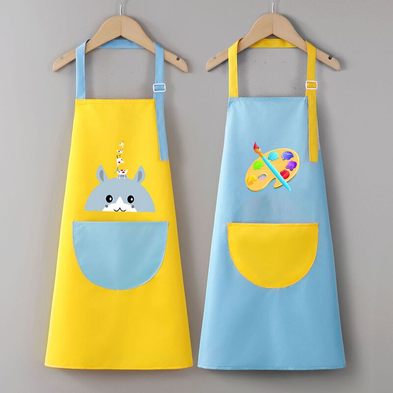Children's Apron for Painting in the Studio, Waterproof and Stain-Resistant, Suitable for Kindergarten Kids, Durable for Eating, Customizable Logo