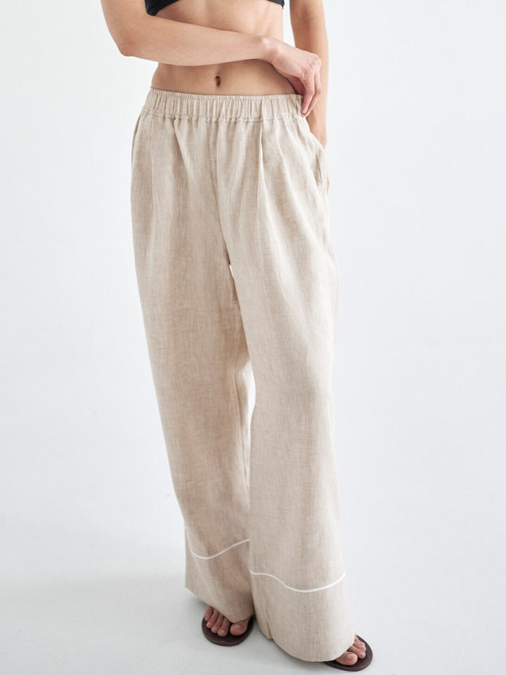 Bộ đầm hai món nữ áo cardigan cổ chữ V dài tay phối quần ống rộng — Màu be, Xanh lá cây, màu đen chi tiết 13