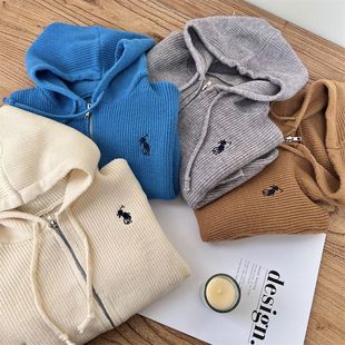 [in stock] Children's Sweater Coat Boy's Spring and Autumn Girl's Trendy Brand Children's Wear Children's Solid Color Hooded Knitting