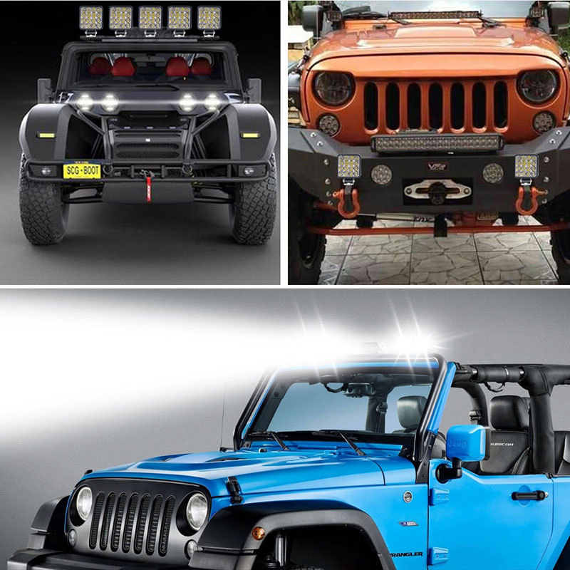 Cross-Border Exclusive Supply of Led Car Work Lights, Square 16Led Off-Road Vehicle Spotlights, Engineering Lights/Inspection Lights