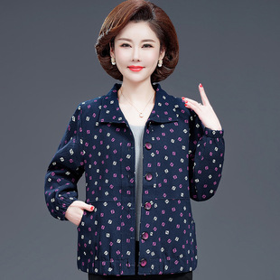 2024 new plus size middle-aged top mother spring coat short western style middle-aged and old women spring and autumn cotton jacket