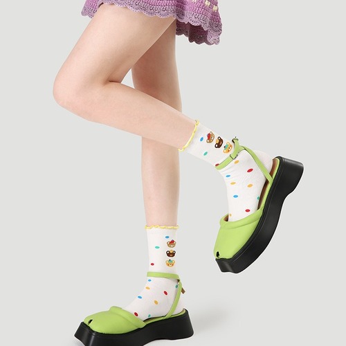 R8617 original women's socks 24 spring cute girl wind tube socks bow bear cotton gift box socks women's trend