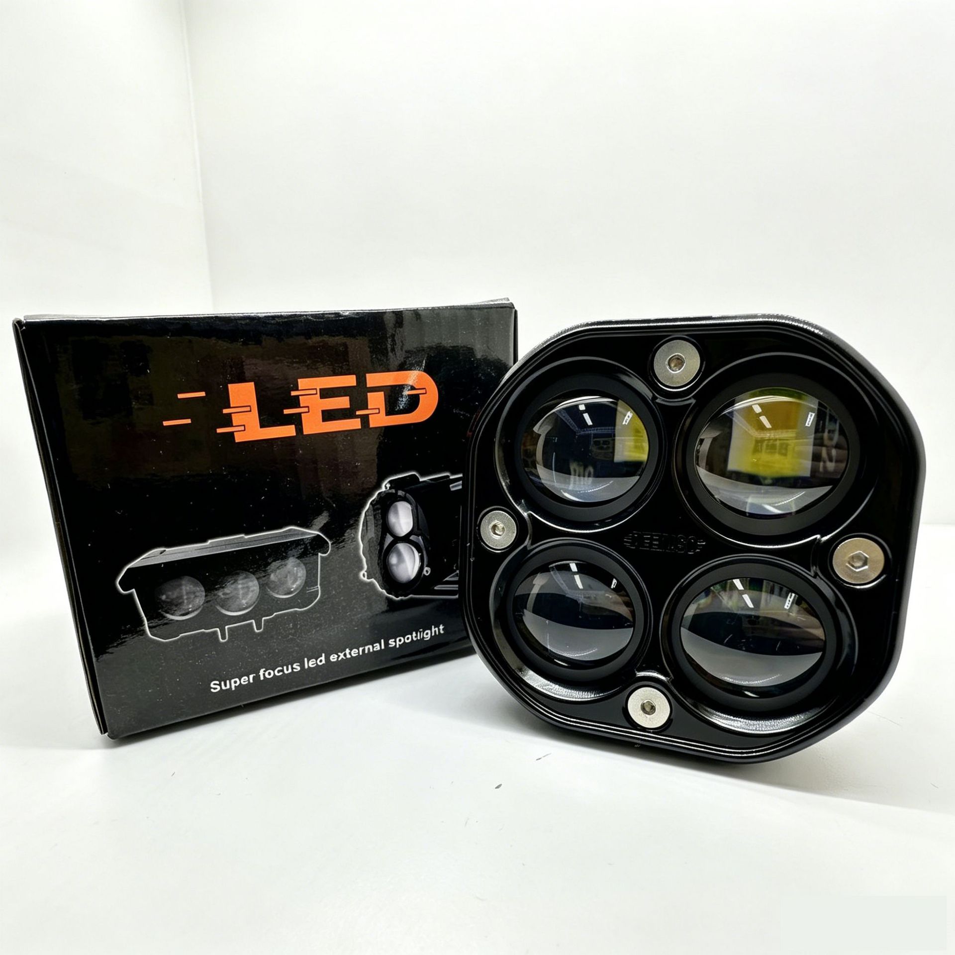 Cross-Border Exclusive Supply 3Inch Four-Leaf Clover Motorcycle Spotlight 40W Off-Road Vehicle Small Square Light Car Modification Headlight