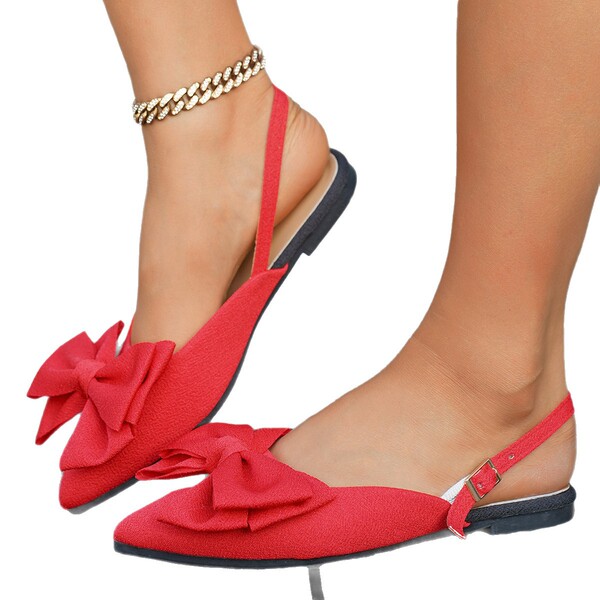 fashionable sandals with bow pointed-toe flat