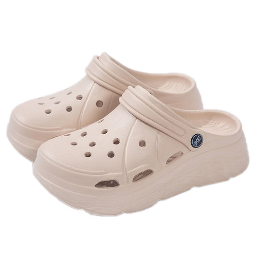 One-piece thick bottom hole hole shoes women's beach shoes summer new style outdoor fashion sponge cake shoes toe flip-flops women 