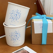 原创烟花猫咪马克杯陶瓷杯可爱纸杯造型手握杯咖啡杯生日礼物水杯