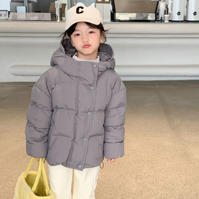 韩国童装儿童羽绒服女童宝宝短款加厚面包服小童大童白鸭绒冬装潮