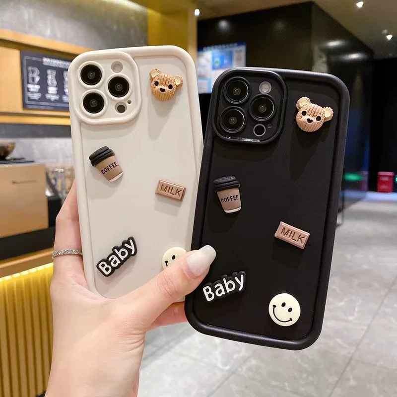Яблоко, Honor, iPhone15, совместимый трехмерный iPhone11 Pro, чехол для телефона, 15proMax, с маленькими медведями, x50