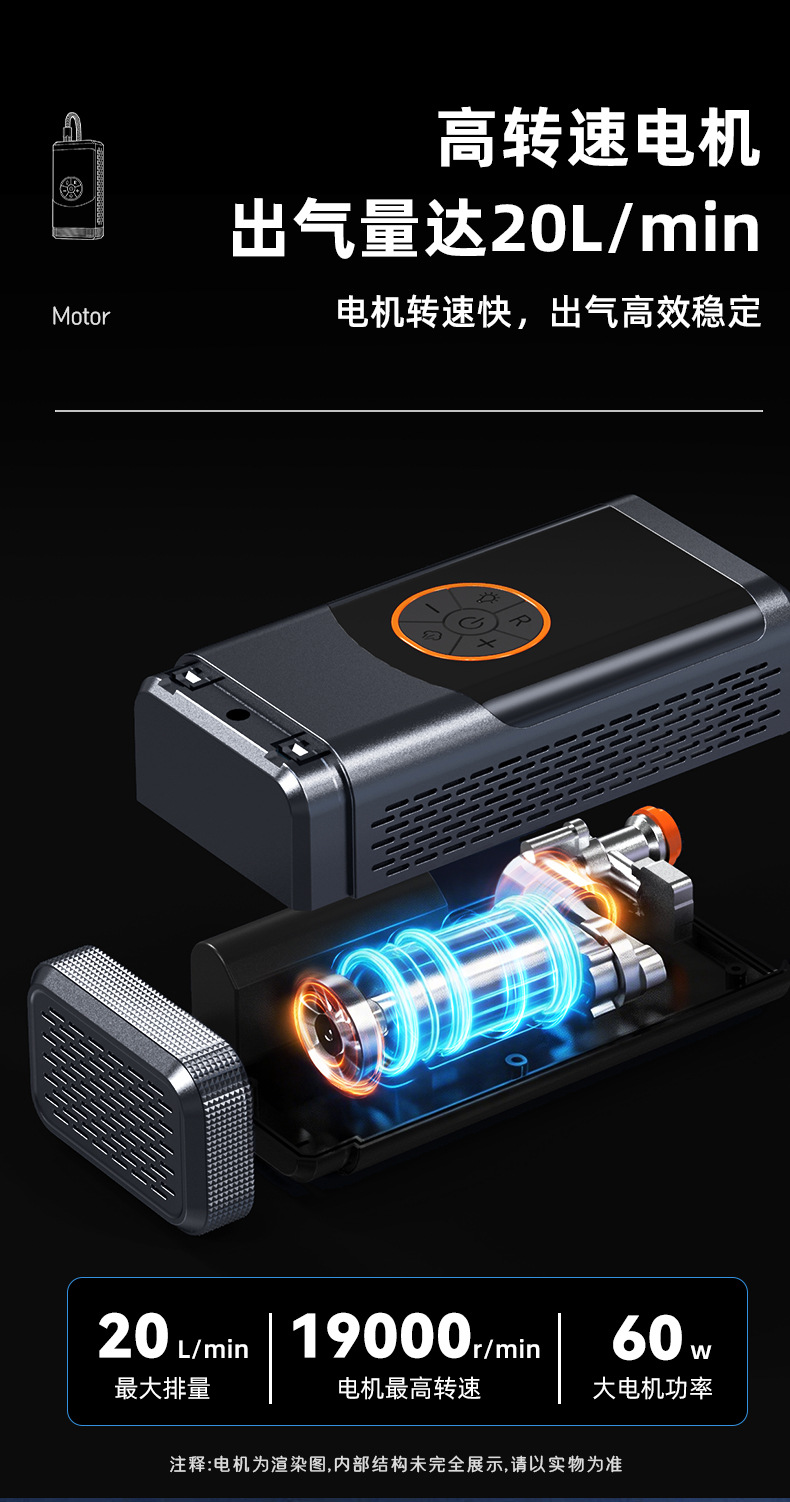 Car-Mounted Wireless Air Pump, Portable Car Air Pump, Electric Car Tire High-Pressure Inflator
