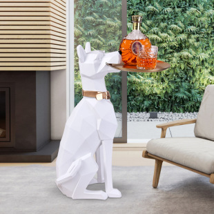 American Style Floor Resin Dog Glass Coffee Table Decoration Welcome Office Storage Model Room Living Room Animal Decoration