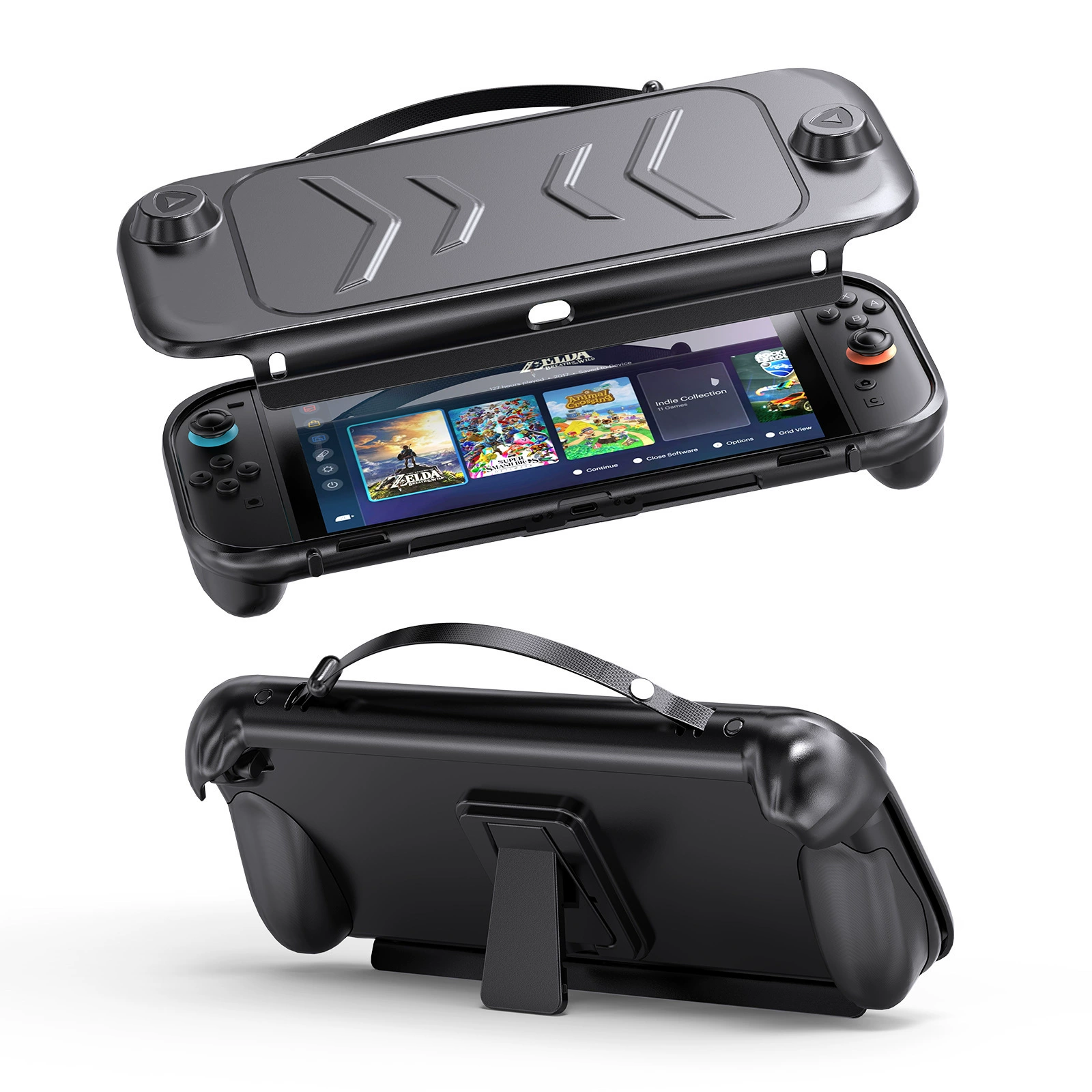 [Силиконовый защитный чехол для Switch2 с подставкой полное покрытие TPU + съемная крышка]