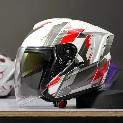 Half Helmet Double Mirror Universal | Motosiklet dəbilqələri - s-ro-5-unyielding-freedom-whitered