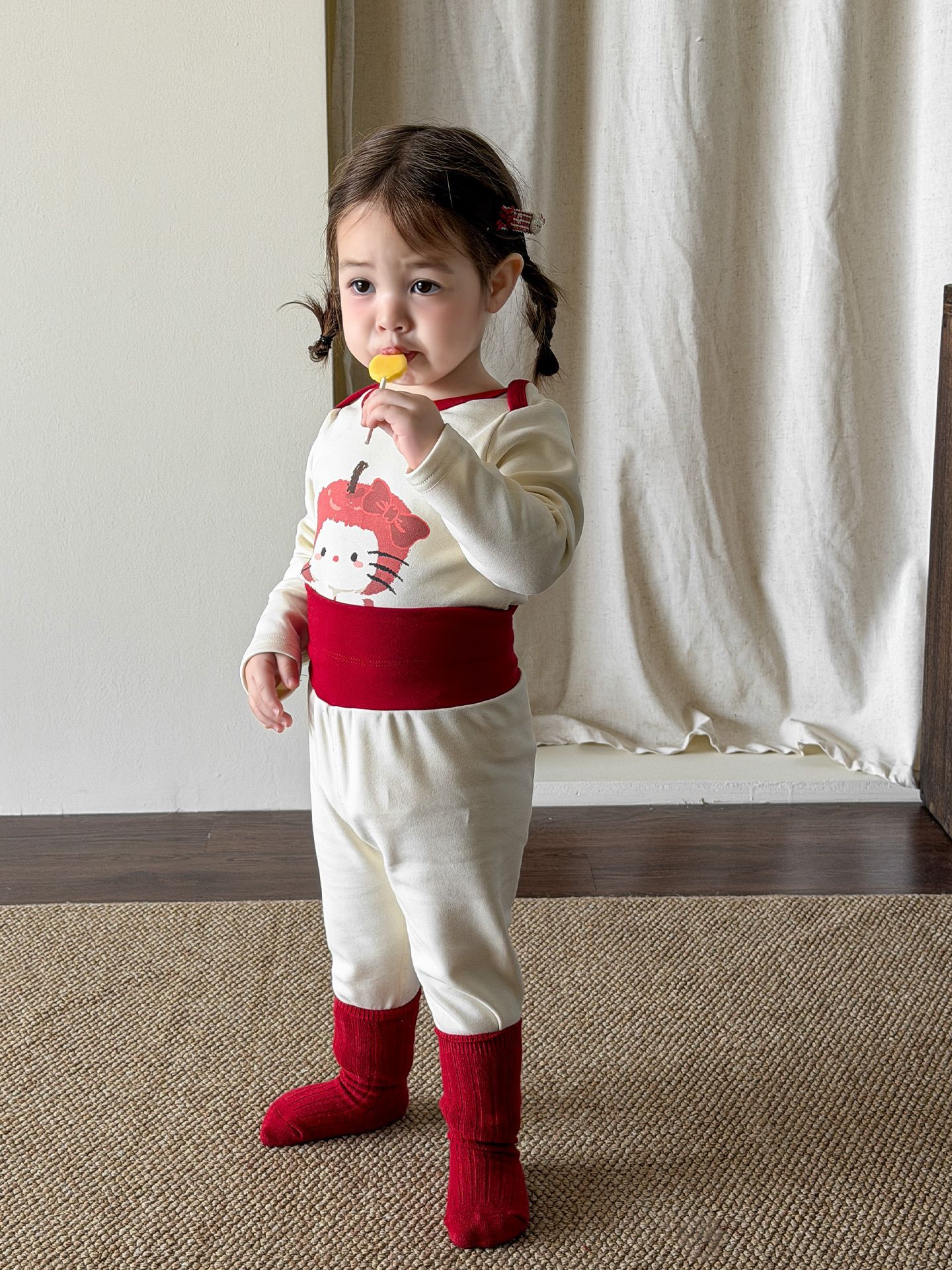 Sugar Pear ropa infantil pijama infantil ropa de invierno bebé ropa de hogar set A algodón sin costuras chaqueta de otoño de niñas