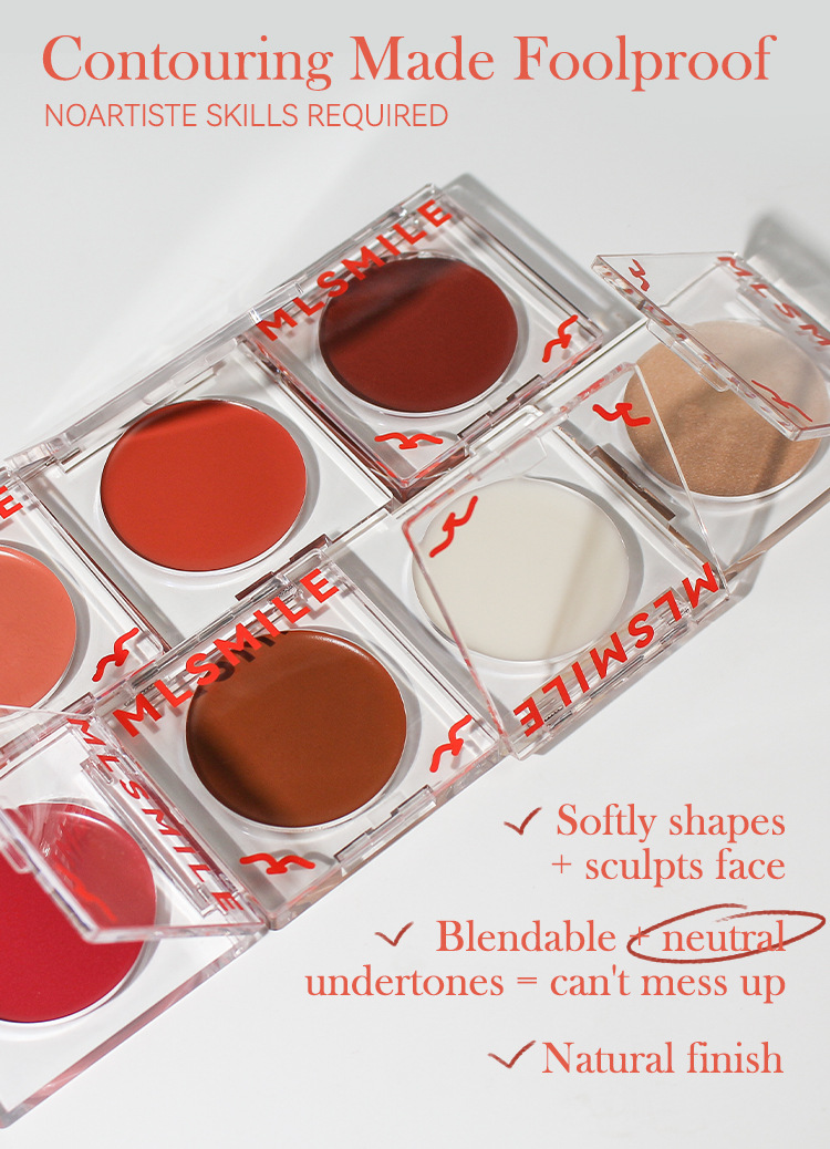 MLSMILE Cross-Border Exclusive Cream Matte Natural Highlight Contour Rouge Easy To Apply Moisturizing Blush Palette_voghion.com