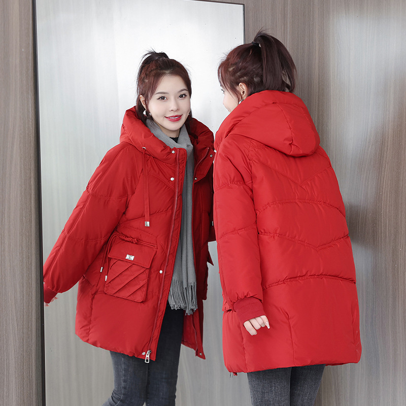 2025 nuevo otoño y invierno coreano plumón chaqueta de algodón para mujeres largo y grueso chaqueta de algodón para mujeres suelta chaqueta de pan de algodón de tamaño grande