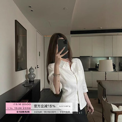 Xzichic リネンミッドスリーブシャツ女性の 2025 夏の新しいナチュラルプリーツシャツウエストトップ