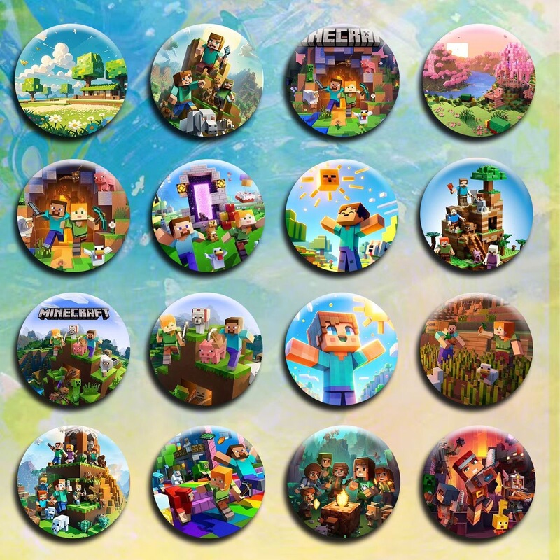 In-Stock Minecraft Game Merchandise Tinplate Badge Anime Pin 58mm Student Gift Small Gift Item