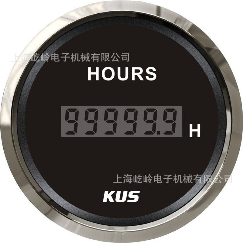 Qìchē KUS Hour Meter for Marine Yacht Car RV Truck (automobile instrument) - silver-edge-black-background
