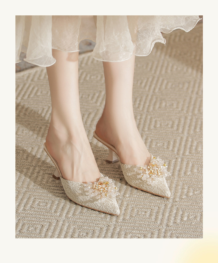 Spring non tiring single shoes, high heels, slim heels, high-end feel, niche design feel, and toe sandals for women_voghion.com