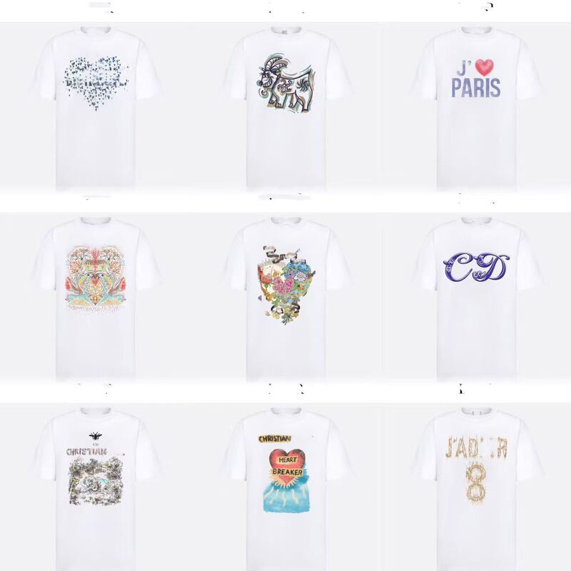D Di's High-End Version 2025 Summer New Luxury Trendy Short-Sleeve Classic Color Label Cartoon Logo Unisex T-Shirt