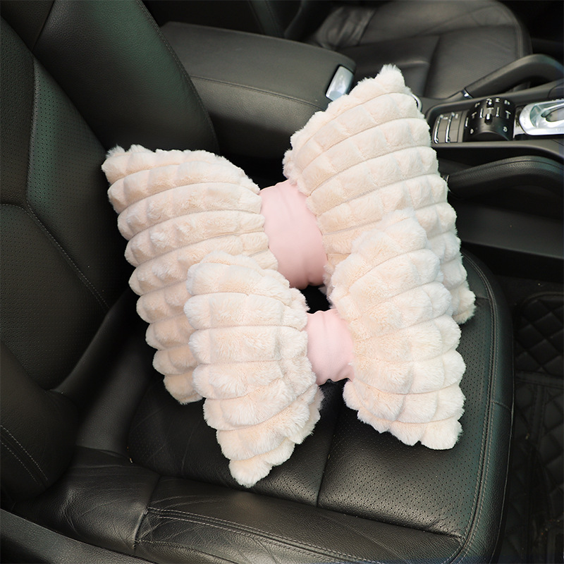 Car headrest winter rabbit hair car comfortable warm neck pillow pillow creative headrest waist car supplies