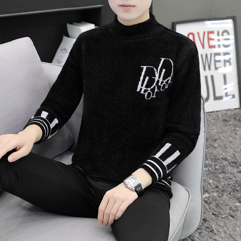 New Fashionable Versatile Long-Sleeved Knitwear Men's Slim Knitted Knitwear Simple Trendy Knitted Top
