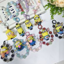 多巴胺手绘串珠手机挂链小人公仔钥匙扣珠链包包挂饰潮流抖音盲盒