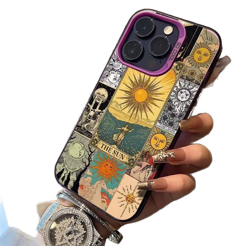 La diosa del sol es adecuada para la carcasa del teléfono móvil Apple 16Promax, carcasa de gas, iPhone15/14/13 texto 12