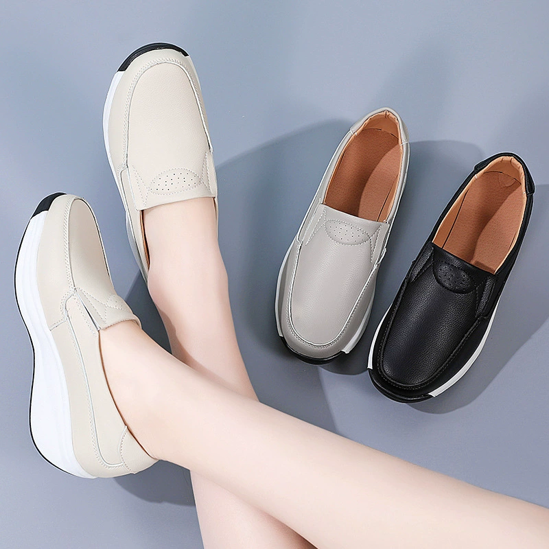 Кроссовки на плоской подошве Sea-side Sisters Platform Sneakers для женщин - стиль Корейский, повседневные туфли, черный/бежевый/серый, размеры 35-41