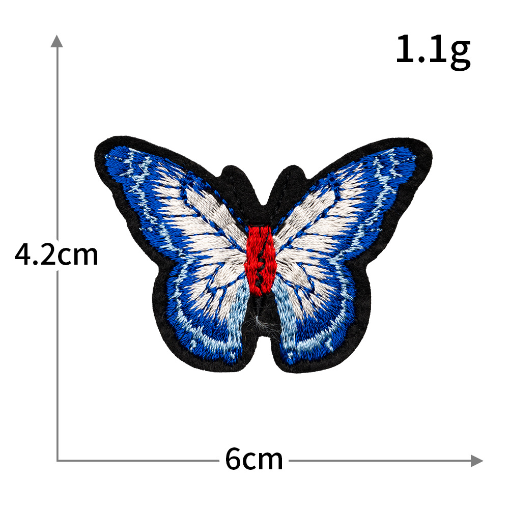 Pegatinas de tela de bordado de mariposa de color, sin costura, bordado por computadora, accesorios de ropa de bricolaje, pegatinas decorativas, pegatinas de parche, personalización al por mayor