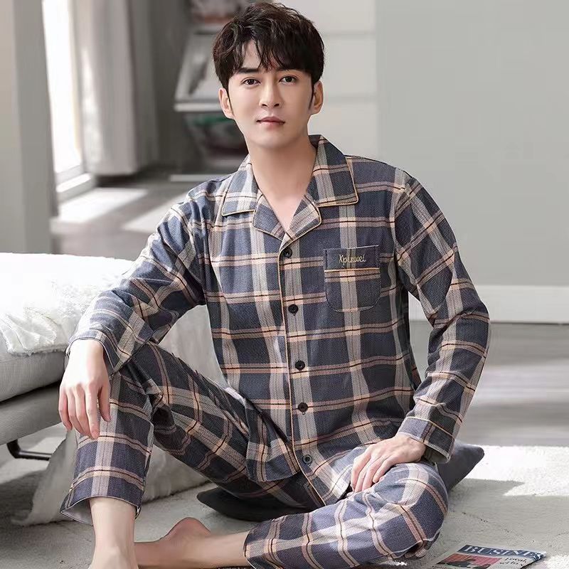 Pijamas de tres piezas pantalones cortos de manga corta de verano para hombres traje 100% algodón más tamaño delgado desgaste para el hogar suelto juventud