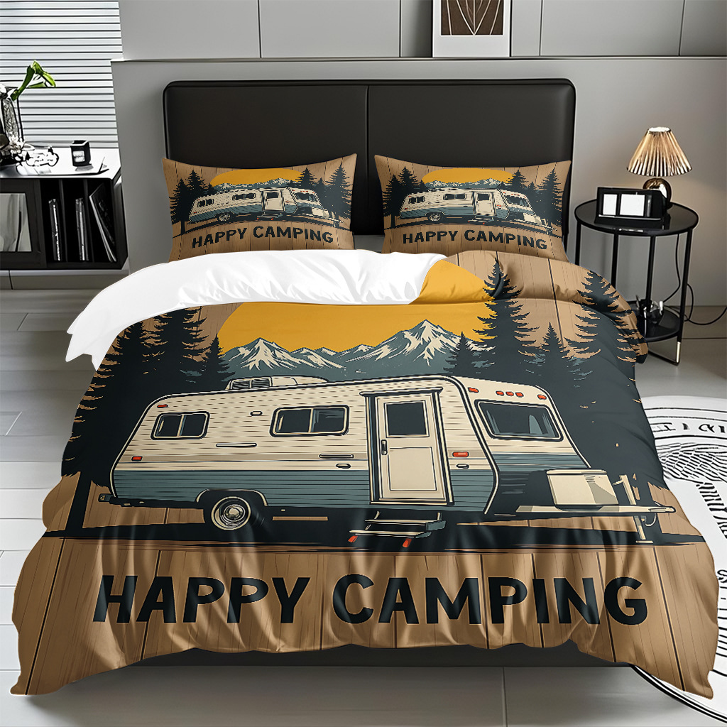 Ventas transfronterizas textiles caseros de ocio viento camping impresión digital abrasión quilt kit fuente de fábrica TEMU / JIT