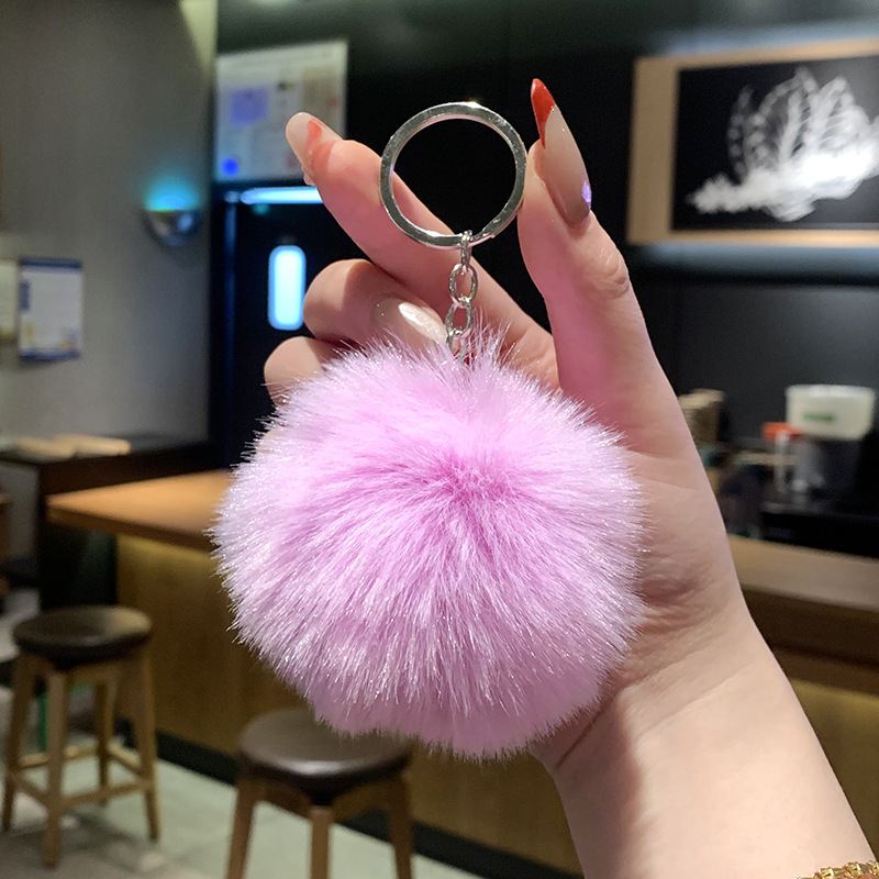 Gran bola de peludo llavero auténtico lindo peludo colgante llave de coche estudiantes pareja regalos colgante al por mayor