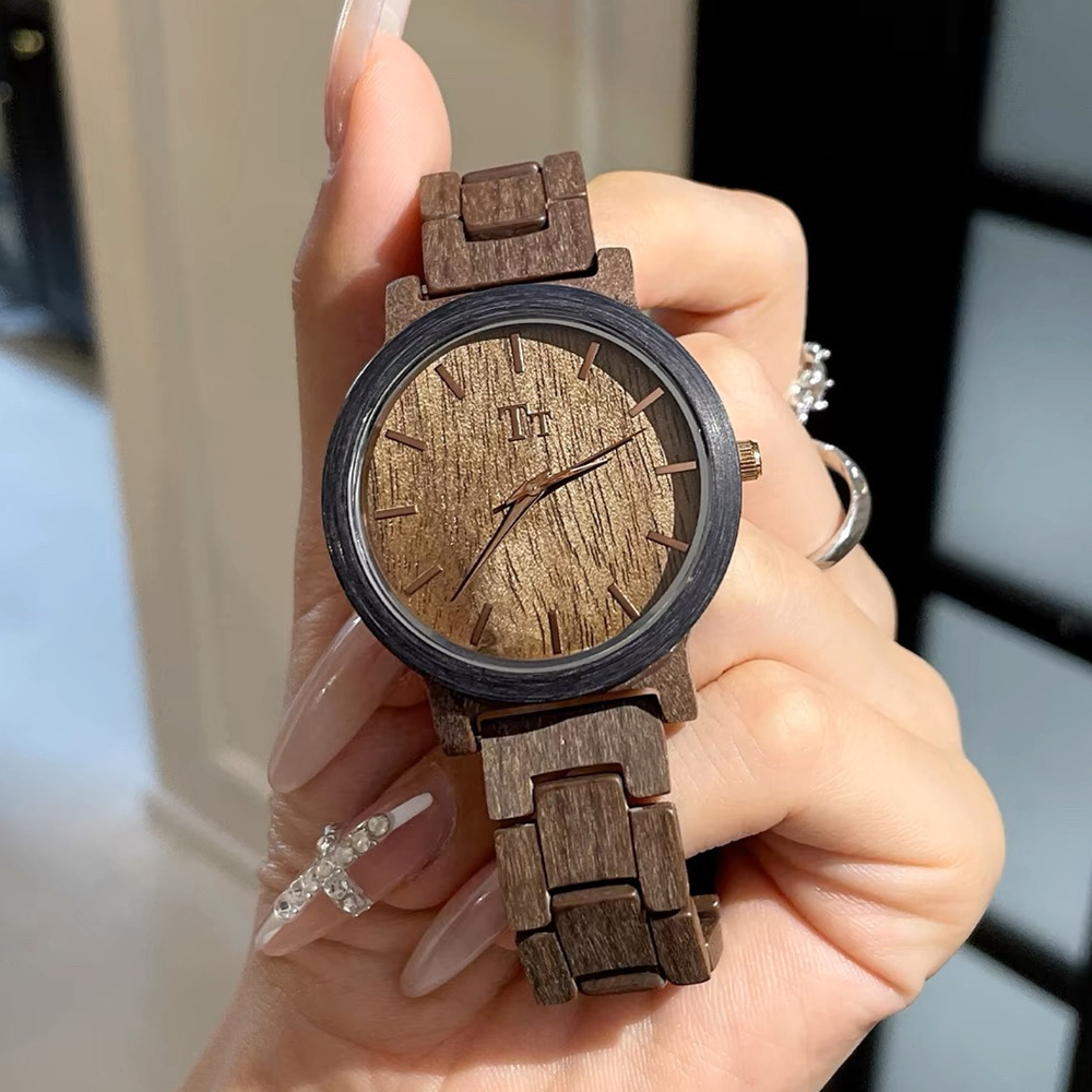 Tt Watch Large Dial Simple Imported Glasses Bakelite Design Dark Brown Zen Style Personalized Student Female Watch