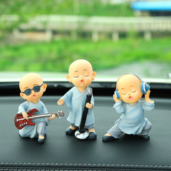 Car Ornament Creative Car Sweeping Band Little Monk Cute Resin Little Monk Decoration Supplies All In One