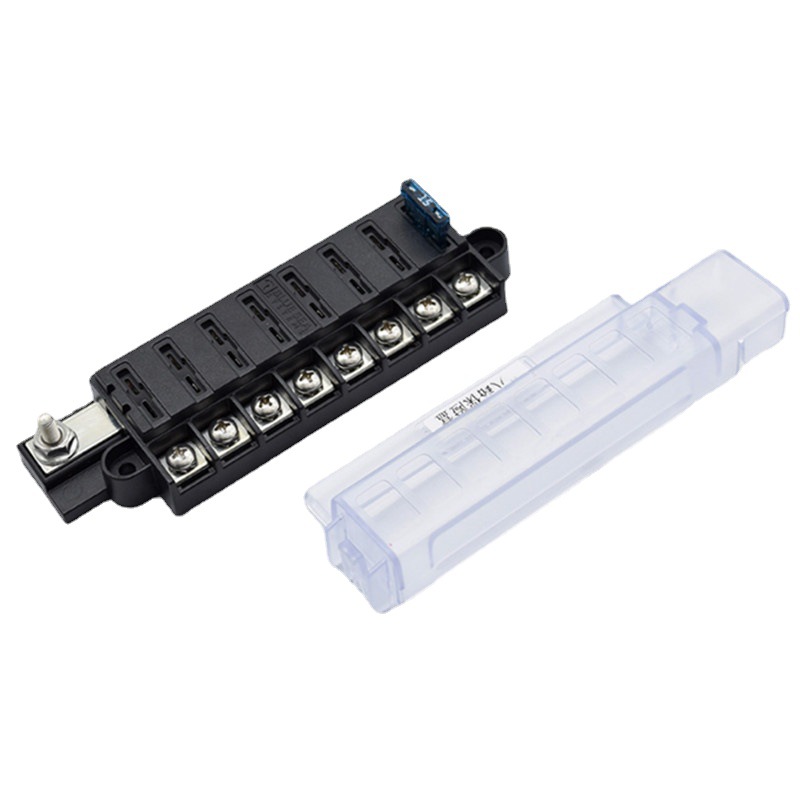 汽车保险丝盒 1进8出长方条形汽车电路取电保险丝座 可配保险插片