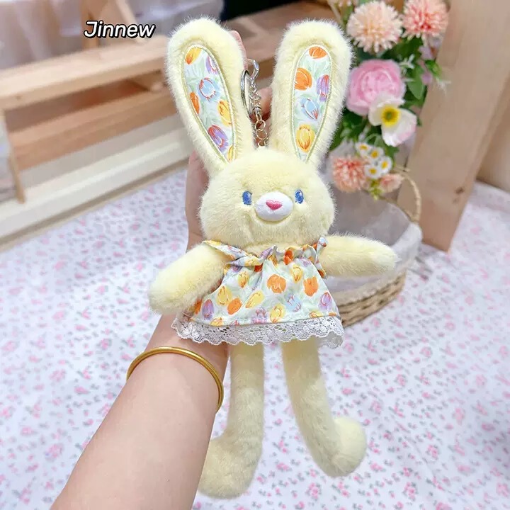 人気の新製品、楽しい花柄スカート、花柄プルウサギぬいぐるみキーホルダー、親友バックパックペンダント供給|undefined