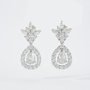 1 Carat S925 Sterling Silver Earrings for Women, Four-Claw Simple Micro-Embedded Earrings, Douyin Live Broadcast Supply, Moissanite Diamond