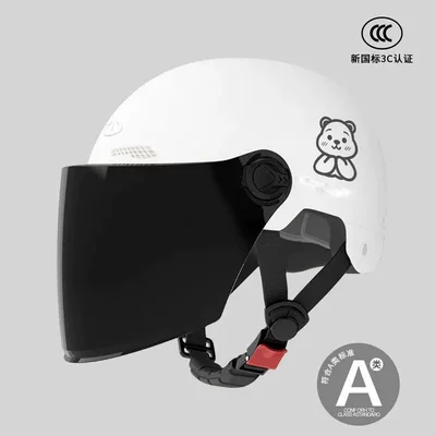 Motosiklet kaskı (dəbilqə) – for all seasons, for electric scooters - adult-versionoff-white-tea-colored-long-mirror-little-bear