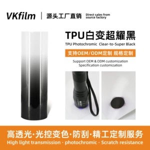 White to Super Black 25% Photochromic TPU Headlight Protection Film, Scratch-Resistant, Self-Healing, Automotive Supplies Film