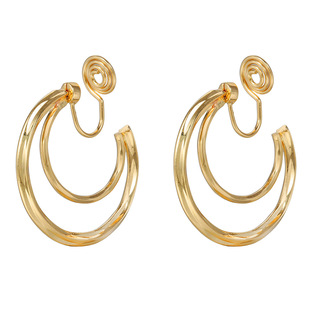 European and American fashion double-layer circle rotatable mosquito coil ear clip women's unique design painless ear-less earrings