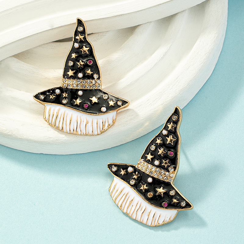 1 Pair Quantity 1 Pair Fashion Witch Hat Alloy Plating Artificial Pearls Rhinestones Halloween Women's Ear Studs