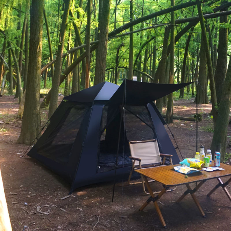 Carpa de vinilo, cortina de aire libre, equipo de camping, tienda de acampamiento de apertura rápida, tienda plegable de cuatro lados, tienda de acampamiento a prueba de lluvia, protector solar grueso