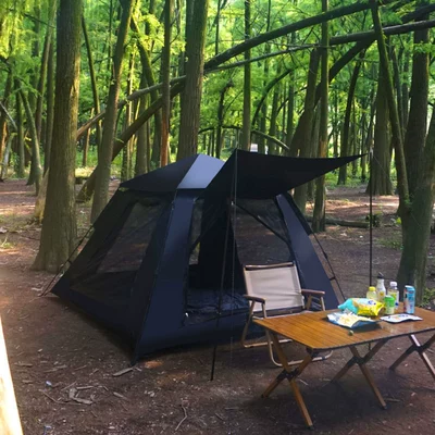 Avtomobil dam çadırları Full-automatic Quick Opening Sunshade Windproof - black-vinyl-small-four-sides-four-sided-account