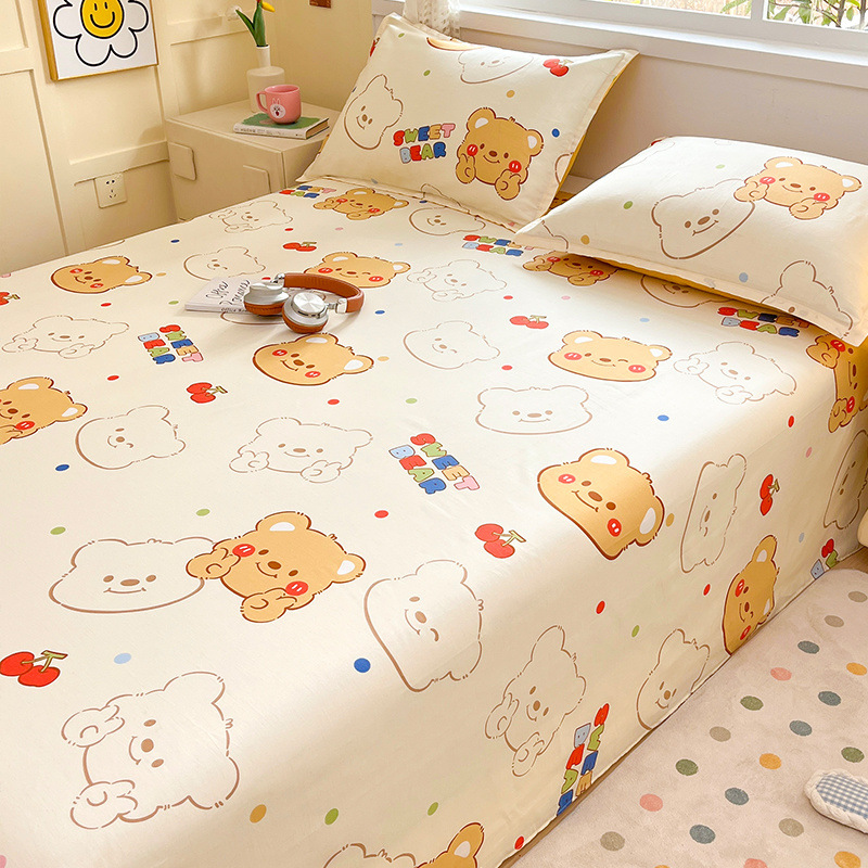 Sábana de algodón grueso de dibujos animados pieza individual 100 algodón dormitorio de estudiantes cama individual de verano pieza de tres piezas doble 1.5