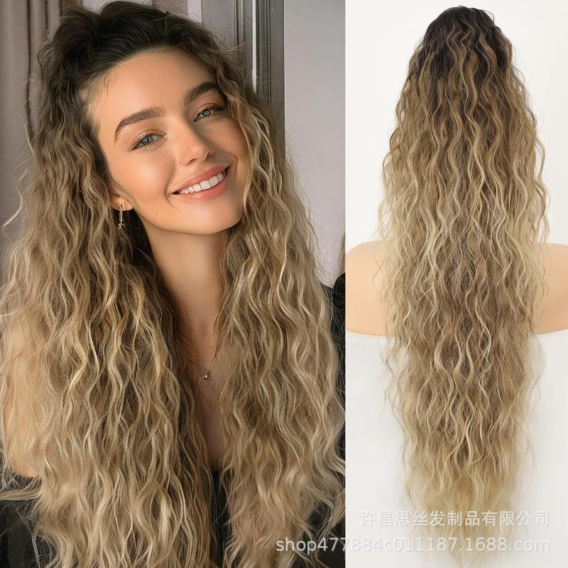 Xuchang ウィッグ 30 インチクリップポニーテール水波紋ロング巻き毛ふわふわポニーテールヘアエクステンションポニーテールヘア|undefined