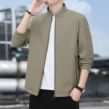 男士行政夹克2024新款春秋季纯色立领中山装商务休闲爸爸装外套